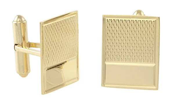 Vintage 1950's Engraved Cufflinks in 14K Yellow Gold | Retro Engravable Initials Cuff Links