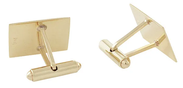Vintage 1950's Engraved Cufflinks in 14K Yellow Gold | Retro Engravable Initials Cuff Links