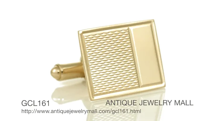 Vintage 1950's Engraved Cufflinks in 14K Yellow Gold | Retro Engravable Initials Cuff Links