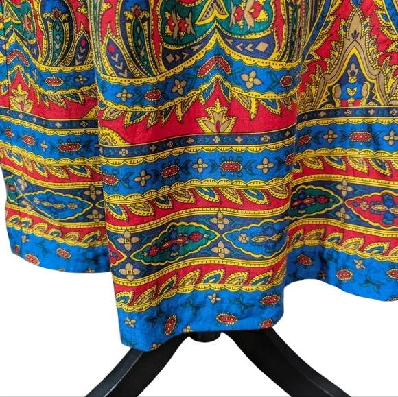 Vintage Avant Garde A-line Full Colorful 80s Fashion Midi Skirt Size 14