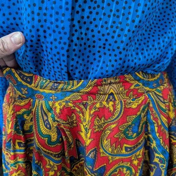 Vintage Avant Garde A-line Full Colorful 80s Fashion Midi Skirt Size 14
