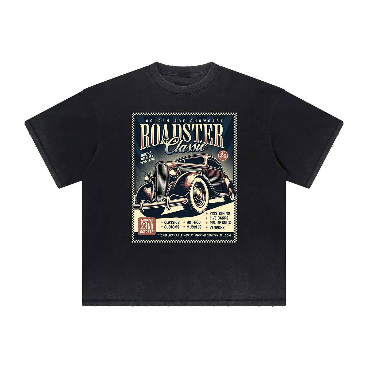 Vintage Frayed Retro Revival Pattern Tee