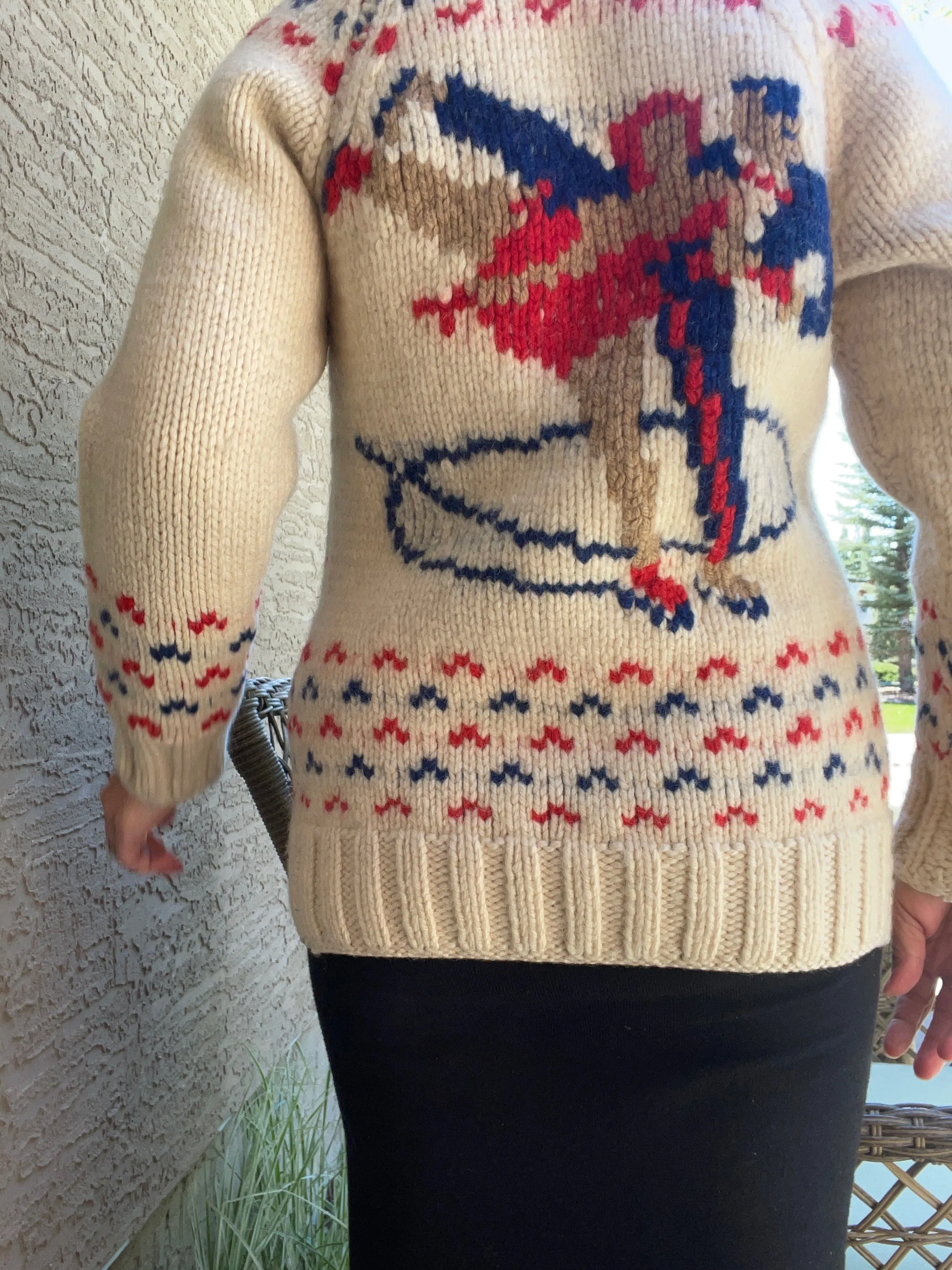 Vintage Mary Maxim Sweater with Figure Skater Motif