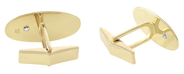 Vintage Mid Century Modern 1950's Starburst Blue Sapphire Cufflinks in 14 Karat Yellow Gold
