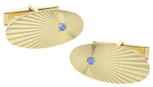Vintage Mid Century Modern 1950's Starburst Blue Sapphire Cufflinks in 14 Karat Yellow Gold
