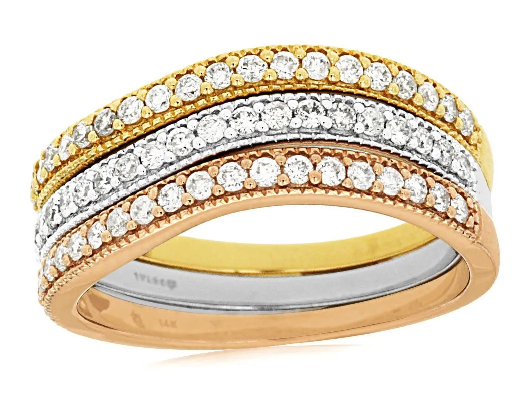 White, Yellow, and Rose Gold Tri Colored Band