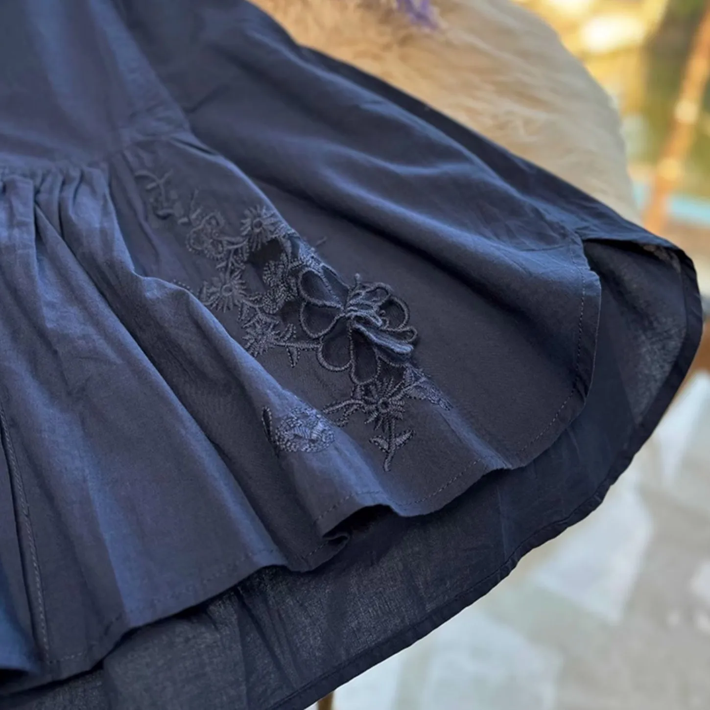 Women Vintage Embroidered Cotton Sleeveless Layered Vest Blouse