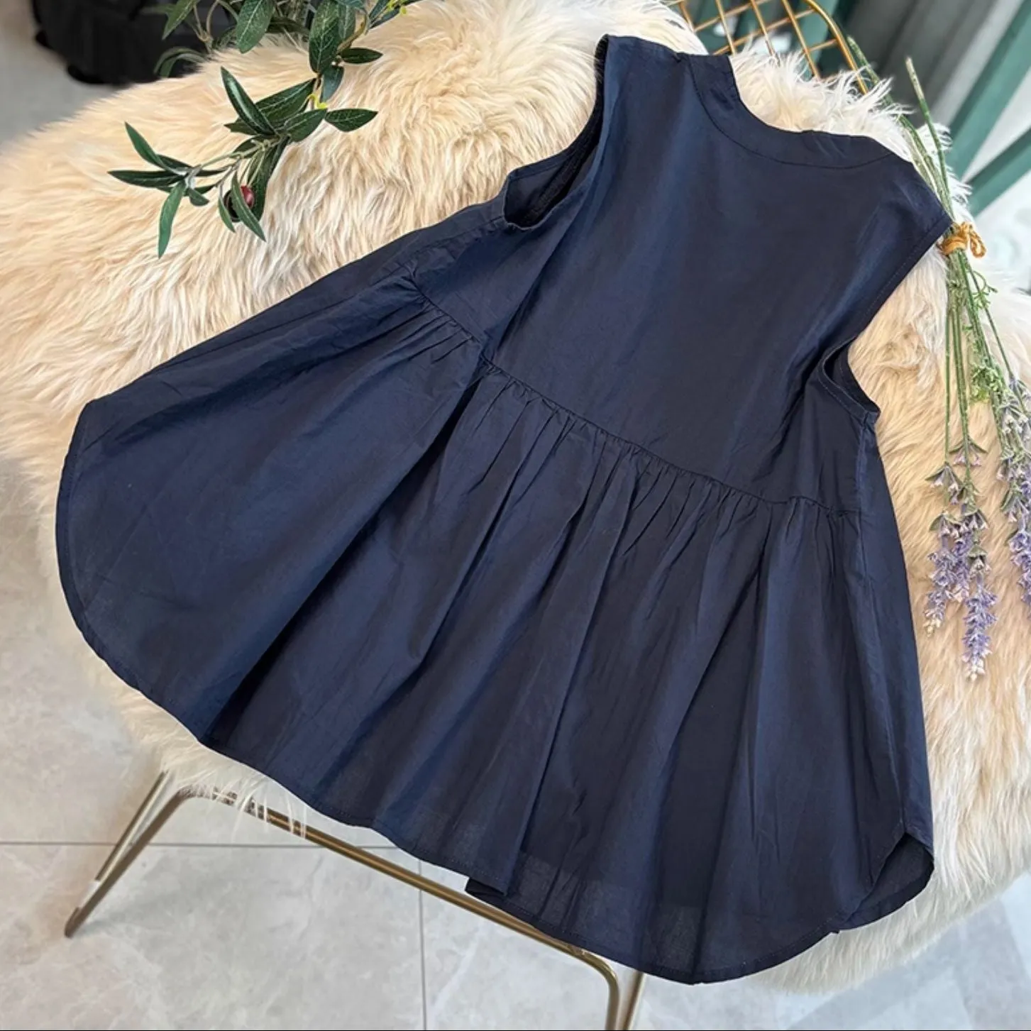 Women Vintage Embroidered Cotton Sleeveless Layered Vest Blouse