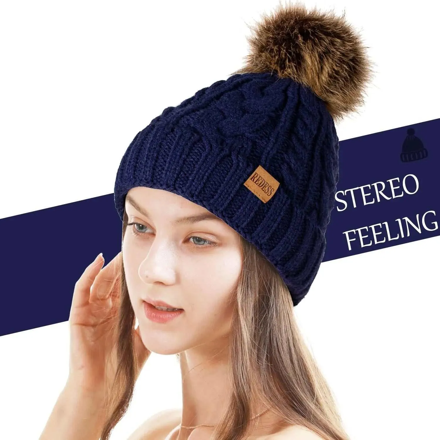 Women Winter Hat with Warm Fleece Lined