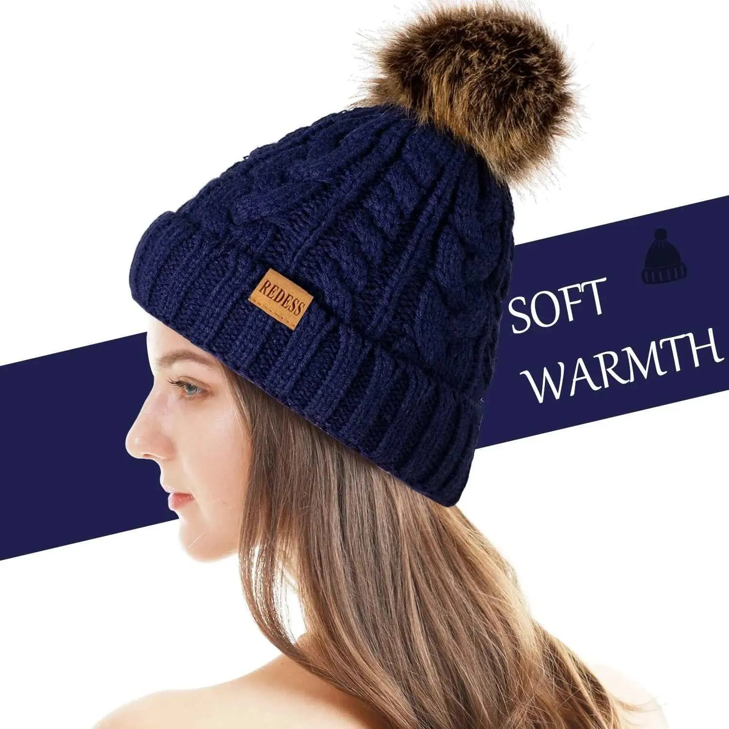 Women Winter Hat with Warm Fleece Lined