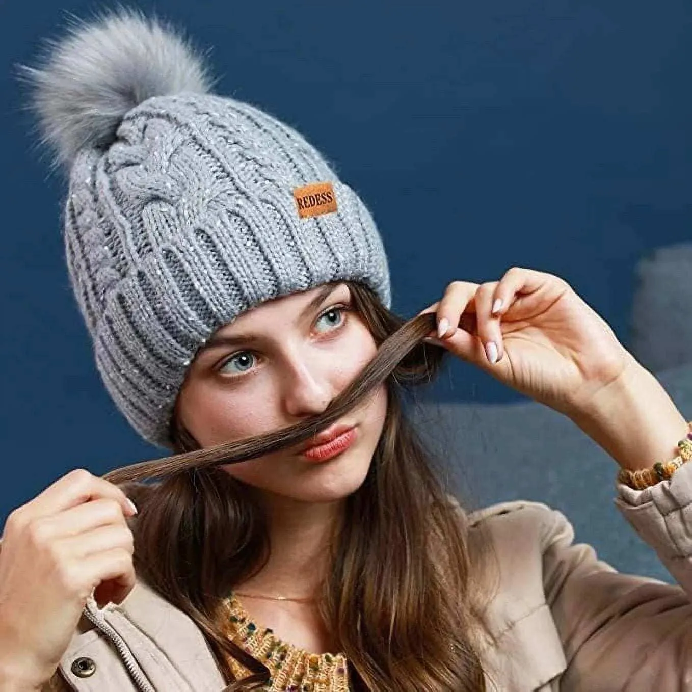 Women Winter Hat with Warm Fleece Lined