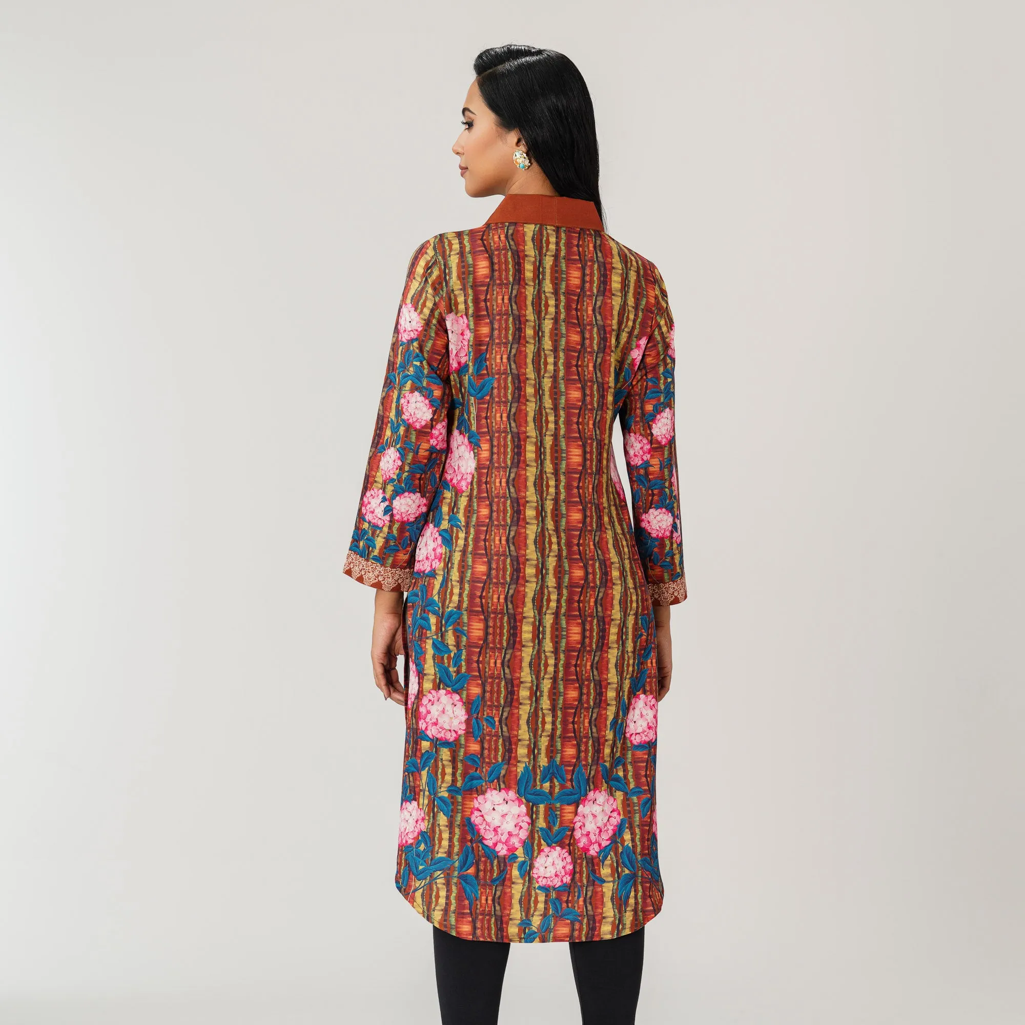 Womens Brown Printed Kurti