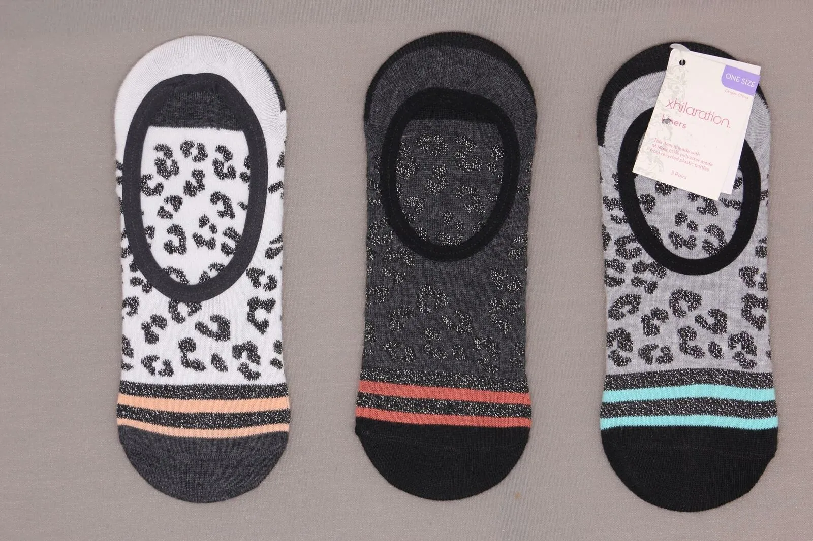 Xhilaration Women's Metallic 3 Pack No Show Liner Socks