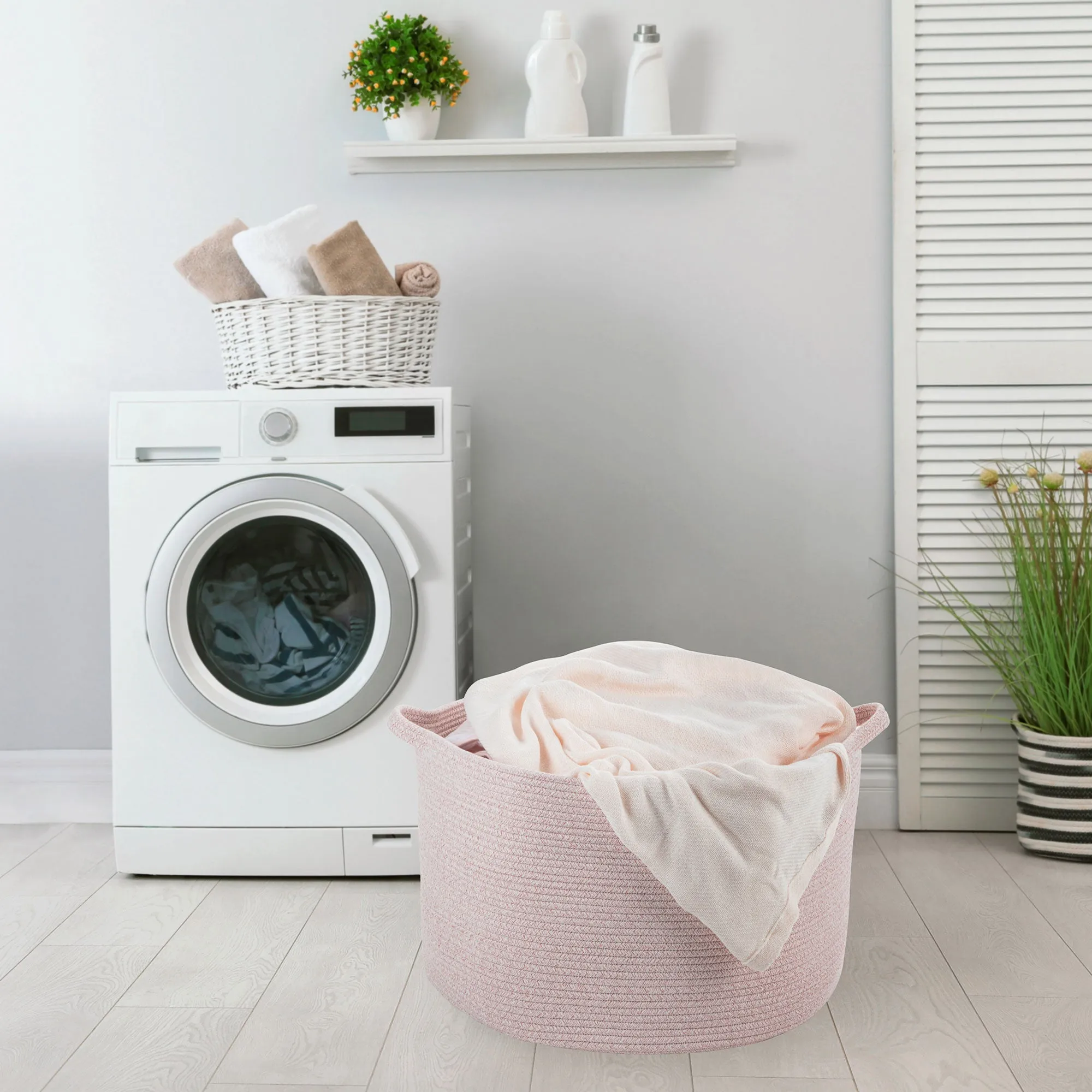 XXL Cotton Rope Basket – 22” x 22” x 14” – Baby Pink