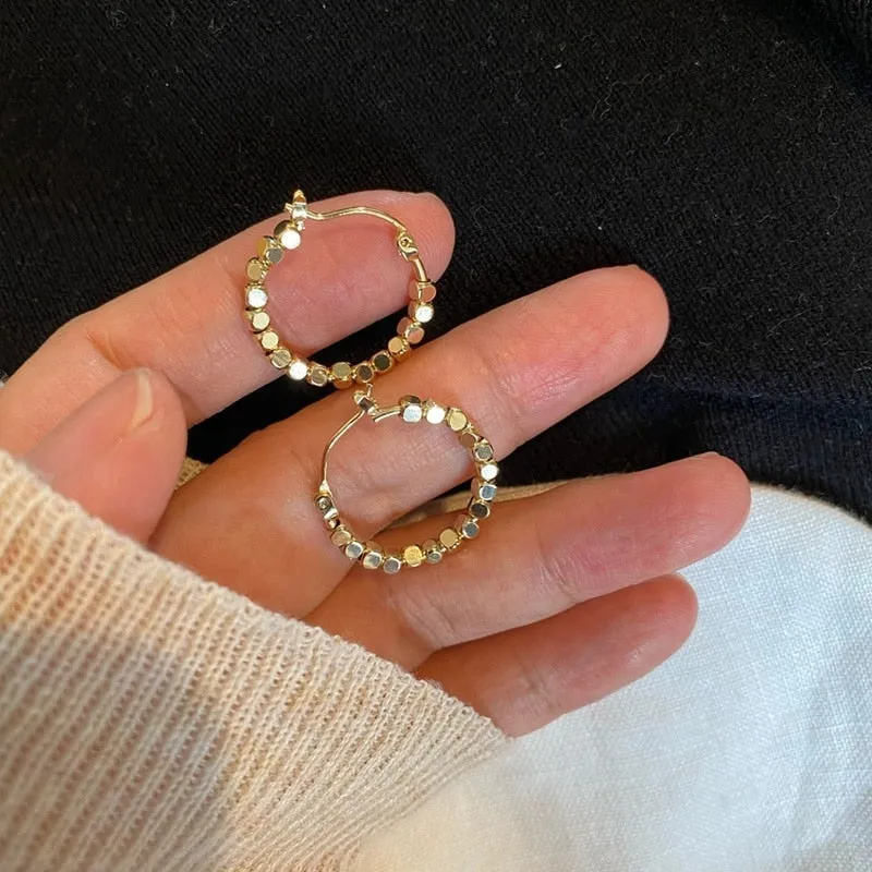 Y2K Style Gold Metal Ball Hoop Earrings from China