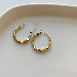 Y2K Style Gold Metal Ball Hoop Earrings from China