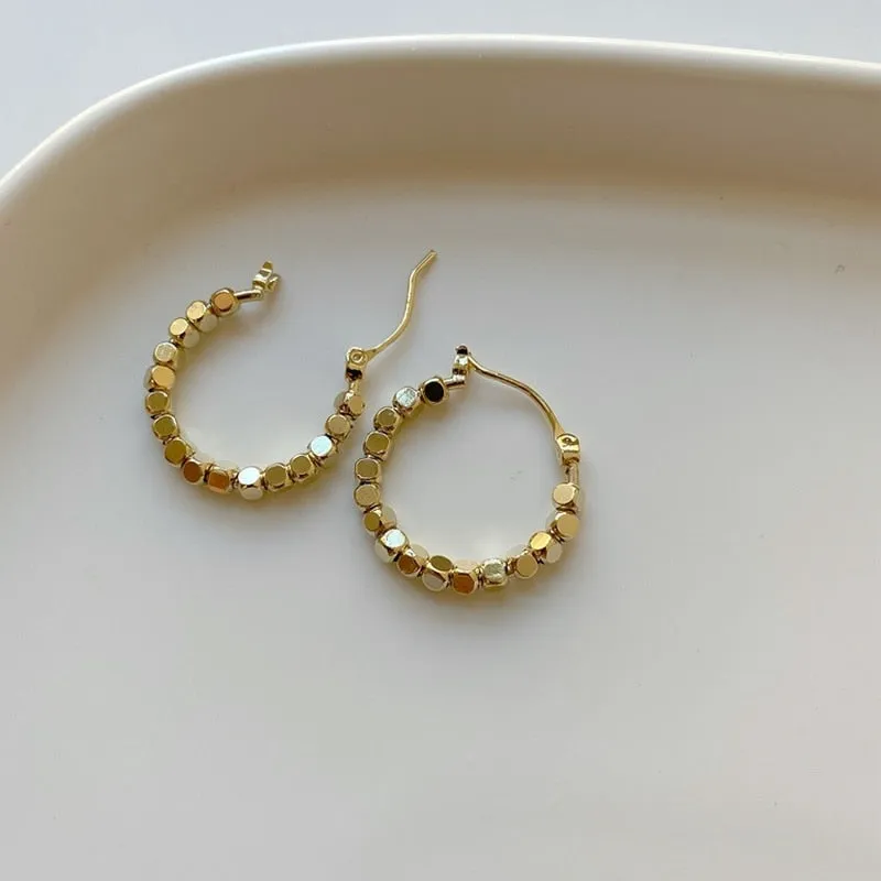 Y2K Style Gold Metal Ball Hoop Earrings from China