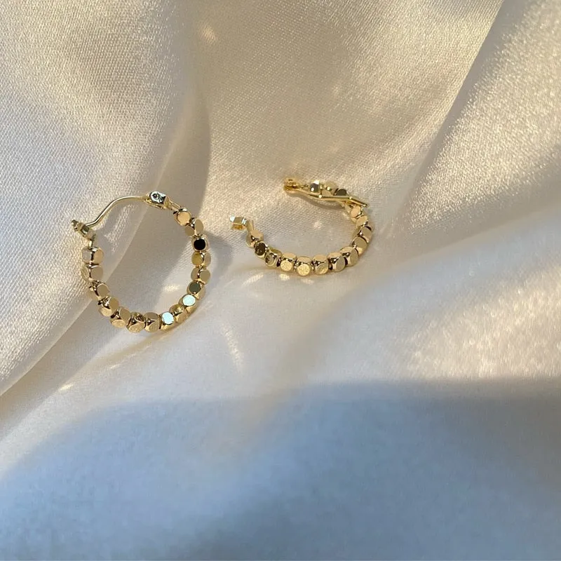 Y2K Style Gold Metal Ball Hoop Earrings from China