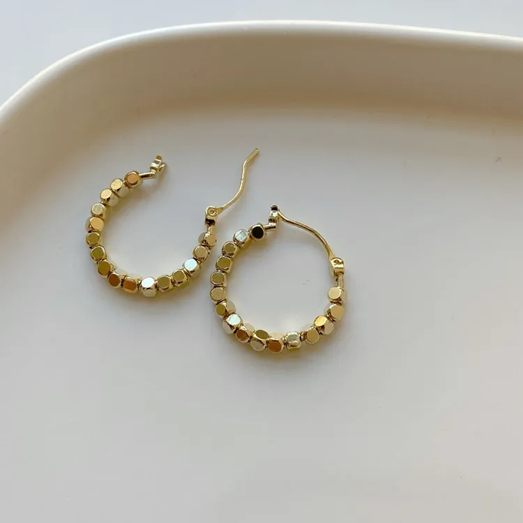 Y2K Style Gold Metal Ball Hoop Earrings from China