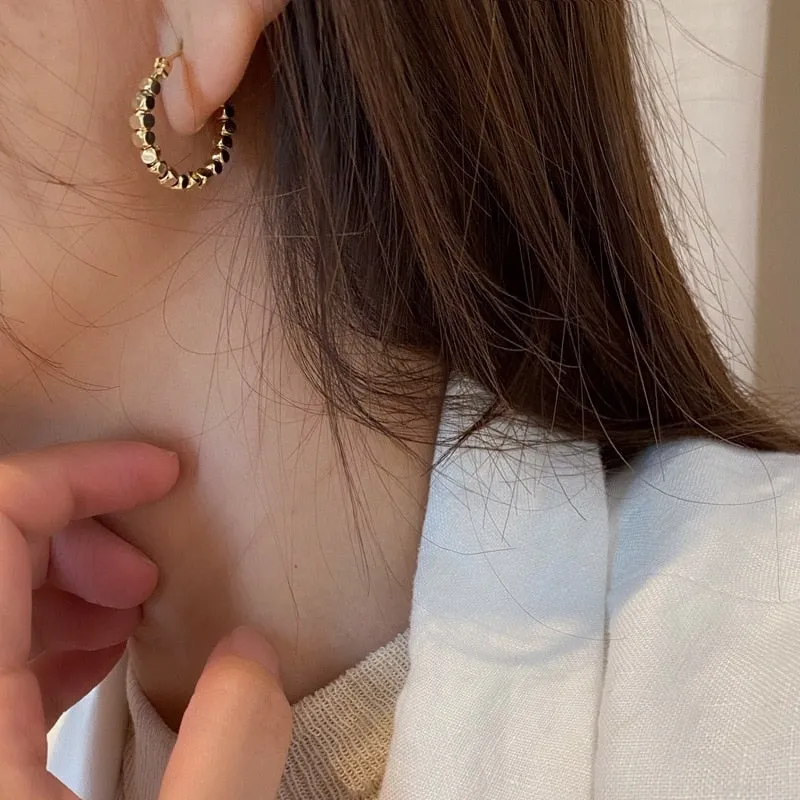 Y2K Style Gold Metal Ball Hoop Earrings from China