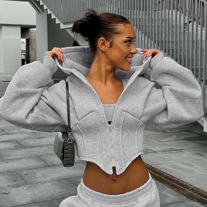 Y2K Zipper Corset Hoodie