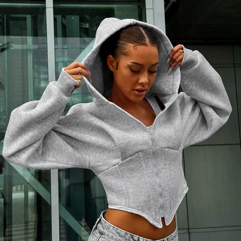 Y2K Zipper Corset Hoodie