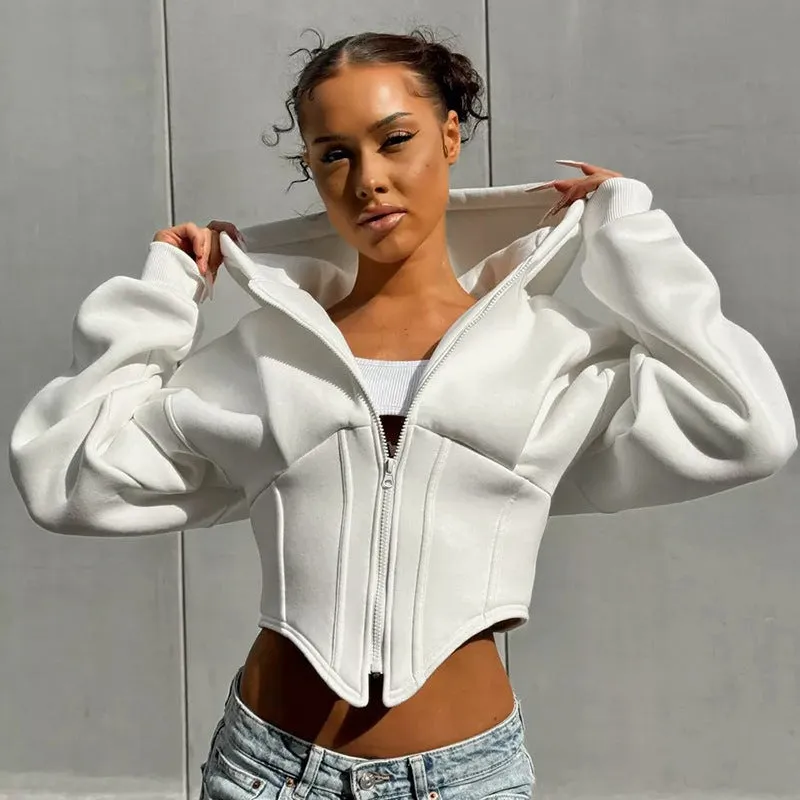 Y2K Zipper Corset Hoodie