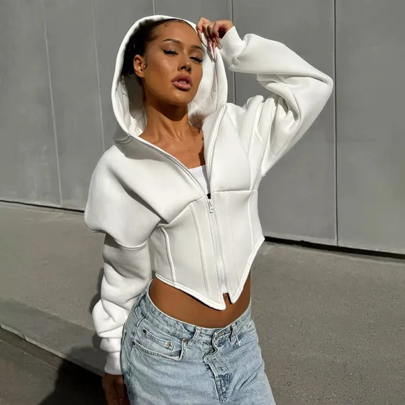 Y2K Zipper Corset Hoodie