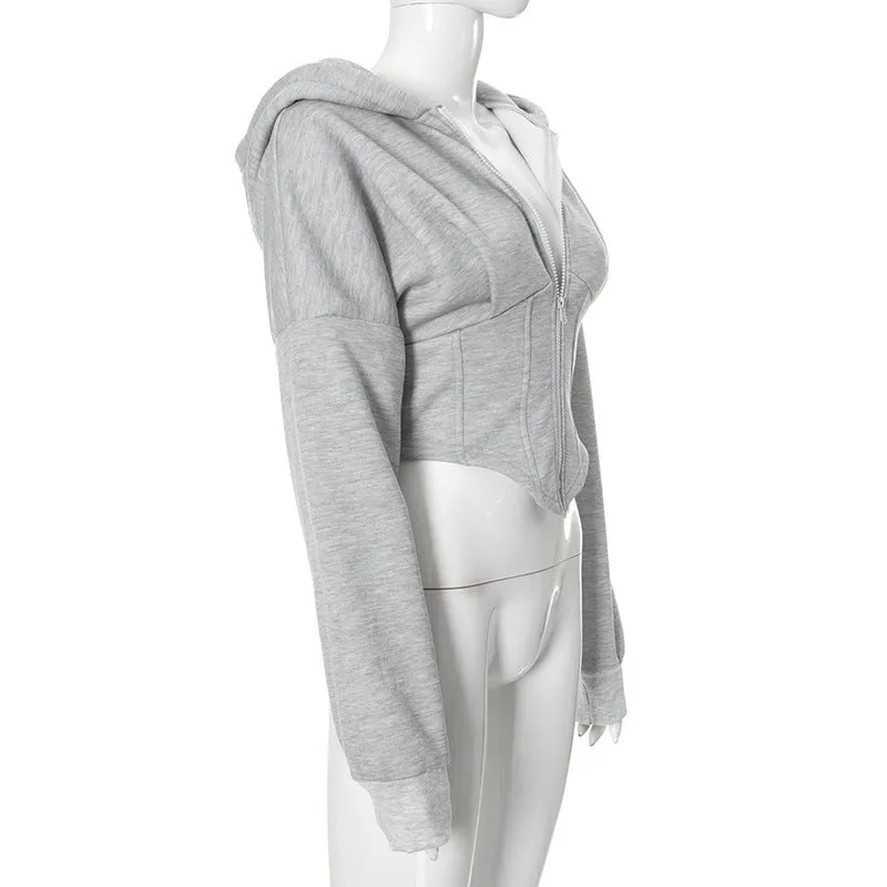 Y2K Zipper Corset Hoodie