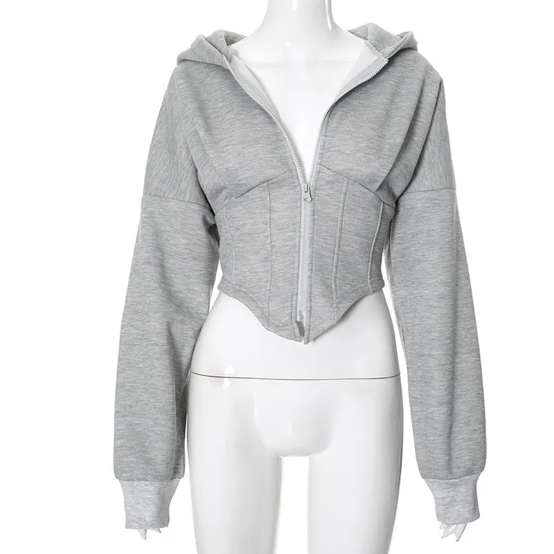 Y2K Zipper Corset Hoodie