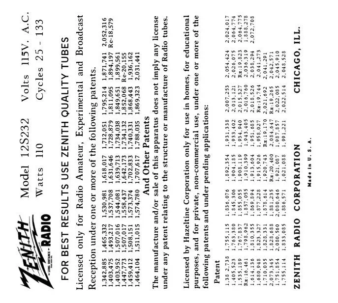 ZENITH-12S232