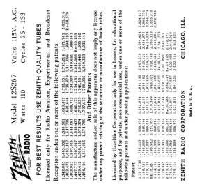 ZENITH-12S267