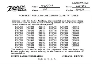 ZENITH-9A30A
