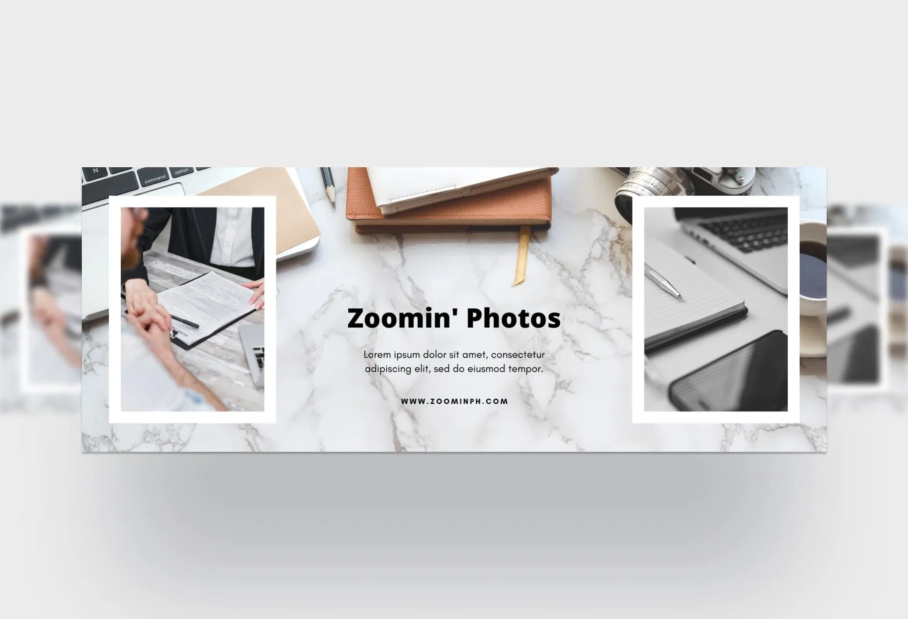 Zoomin Photos Facebook Cover for Photographers Editable Canva Template