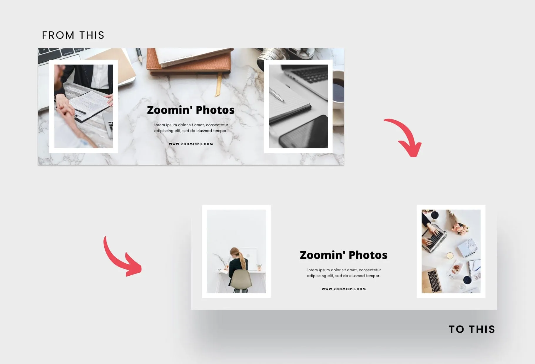 Zoomin Photos Facebook Cover for Photographers Editable Canva Template