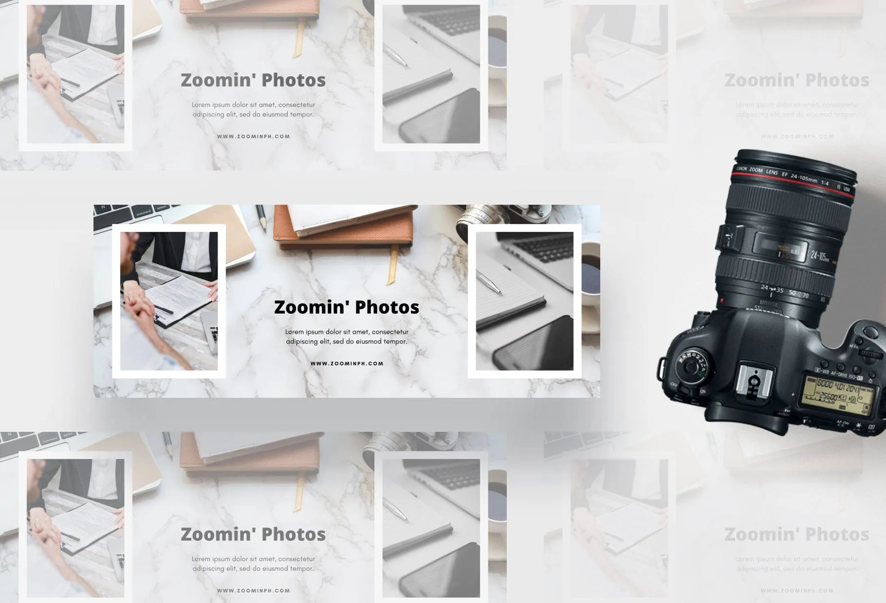 Zoomin Photos Facebook Cover for Photographers Editable Canva Template